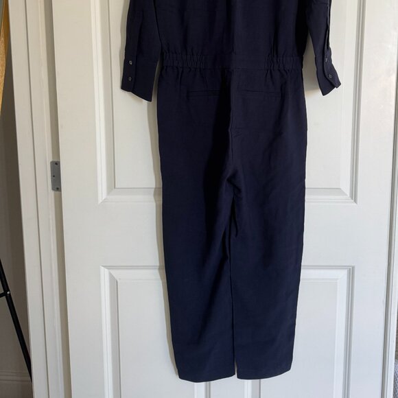 J. Crew Navy Blue Drapey Oxford Jumpsuit - women's size 0 NWOT - Picture 9 of 9